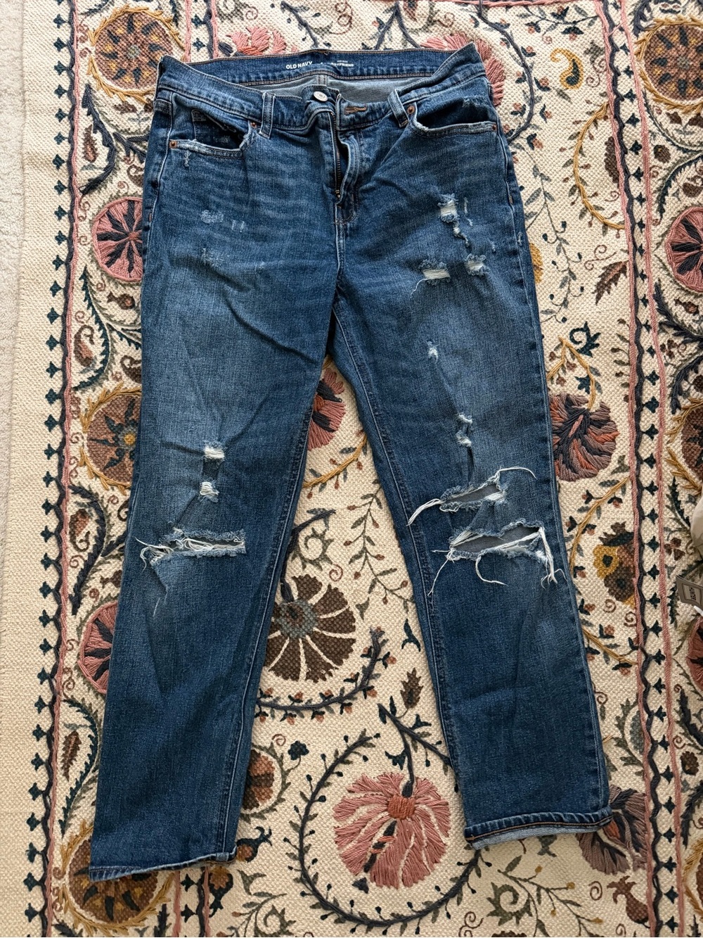 Old Navy Women’s Boyfriend Distressed Dark Blue Women’s Jeans
